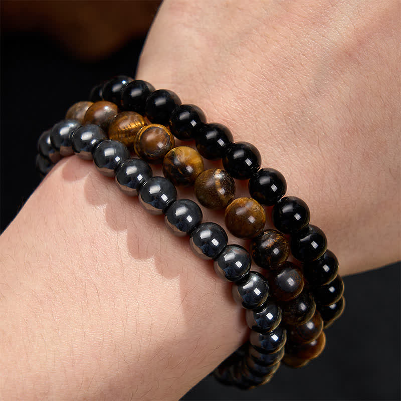 Buddha Stones Tijgeroog Hematiet Zwarte Onyx Kralen Armband - image 9