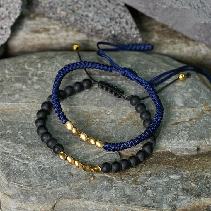 Buddha Stones 2 stuks natuurlijke, matte stenen kralen, koperen Armband - image 8