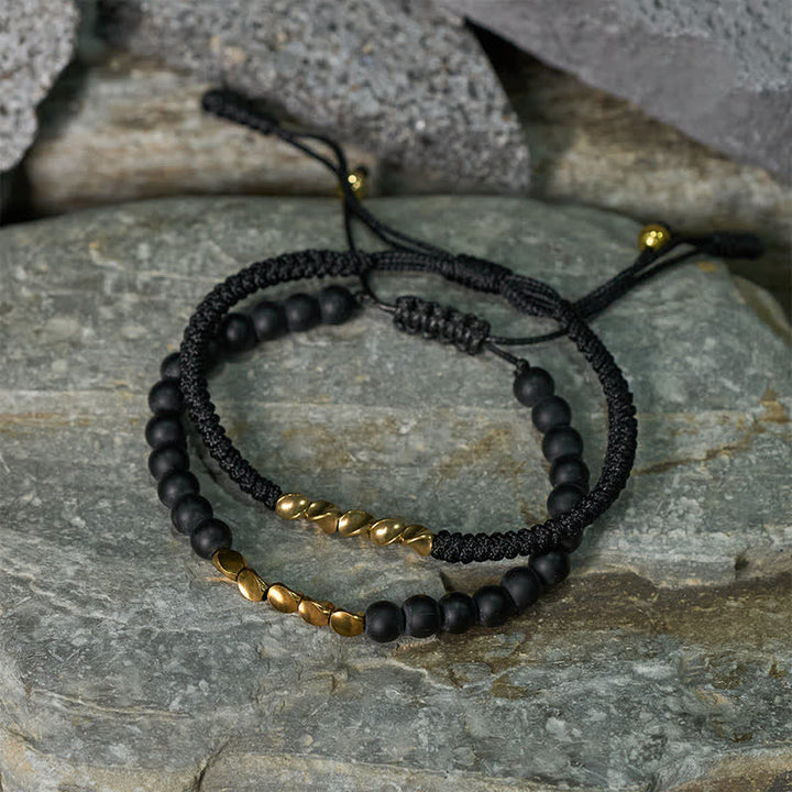 Buddha Stones 2 stuks natuurlijke, matte stenen kralen, koperen Armband - image 12