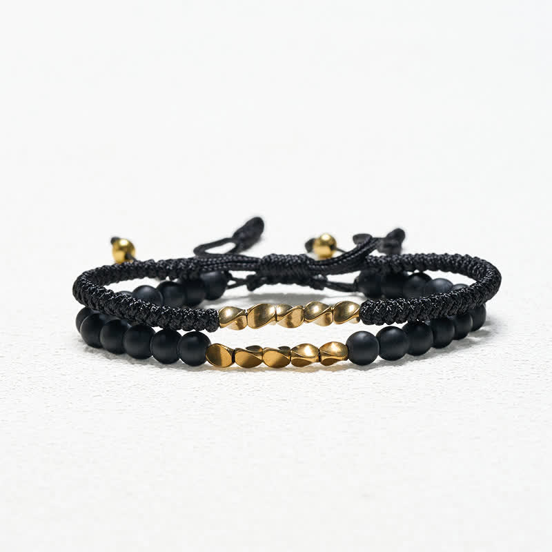 Buddha Stones 2 stuks natuurlijke, matte stenen kralen, koperen Armband - image 11