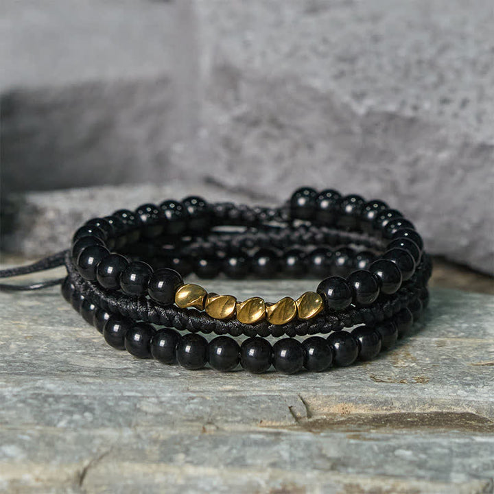 Buddha Stones 3-delige Armband met kralen van lavasteen, zwarte onyx en matte steen - image 9