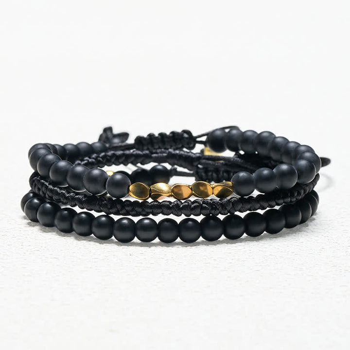 Buddha Stones 3-delige Armband met kralen van lavasteen, zwarte onyx en matte steen - image 14