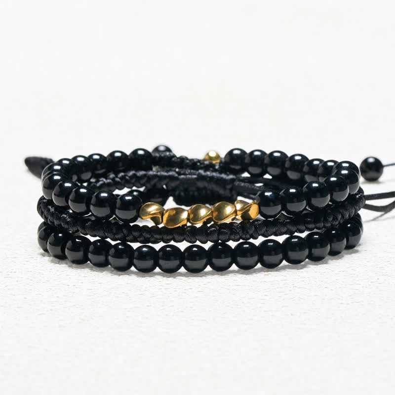 Buddha Stones 3-delige Armband met kralen van lavasteen, zwarte onyx en matte steen - image 10