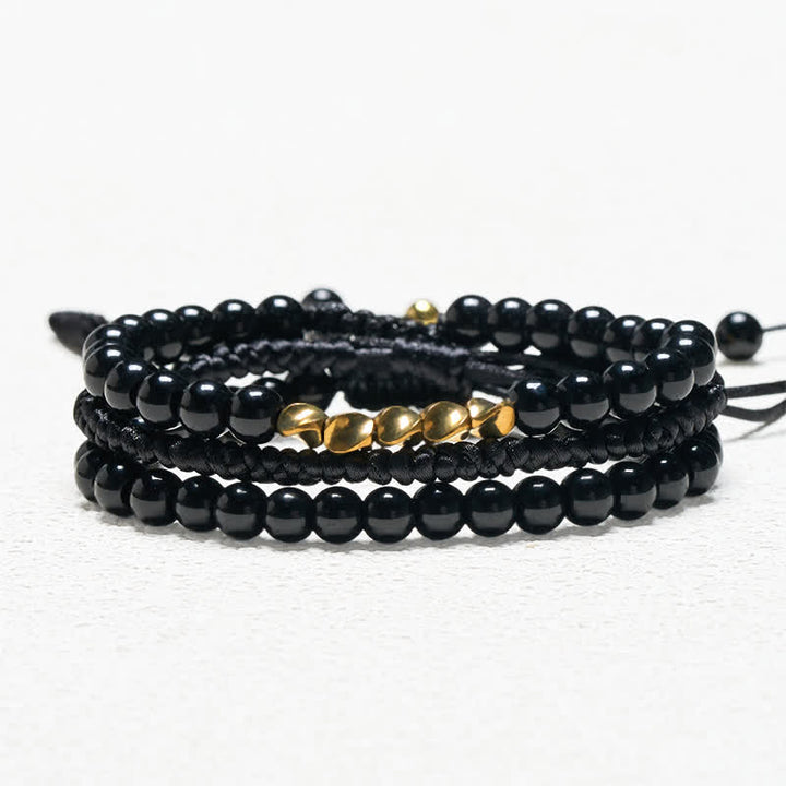 Buddha Stones 3-delige Armband met kralen van lavasteen, zwarte onyx en matte steen - image 10