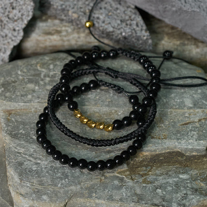 Buddha Stones 3-delige Armband met kralen van lavasteen, zwarte onyx en matte steen - image 8