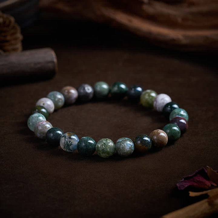 Buddha Stones Armband van natuurlijke steen, zeesediment, jaspis en agaat. - 8mm(Polsomtrek: 15-16 cm) - image 7