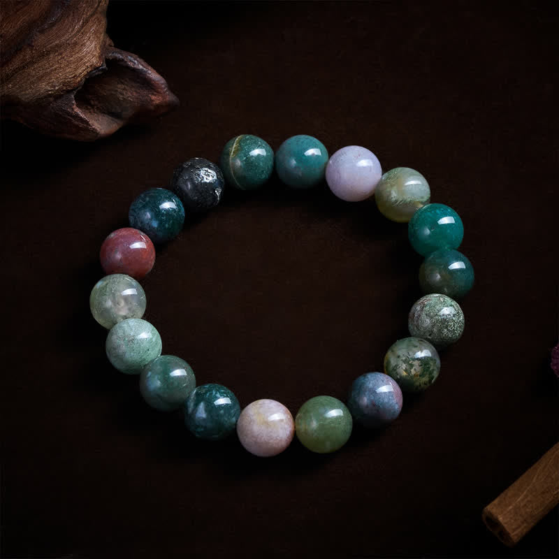Buddha Stones Armband van natuurlijke steen, zeesediment, jaspis en agaat. - 10mm(Polsomtrek: 16-17 cm) - image 9
