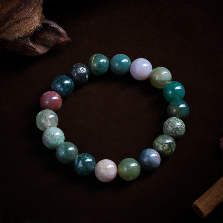 Buddha Stones Armband van natuurlijke steen, zeesediment, jaspis en agaat. - 10mm(Polsomtrek: 16-17 cm) - image 9