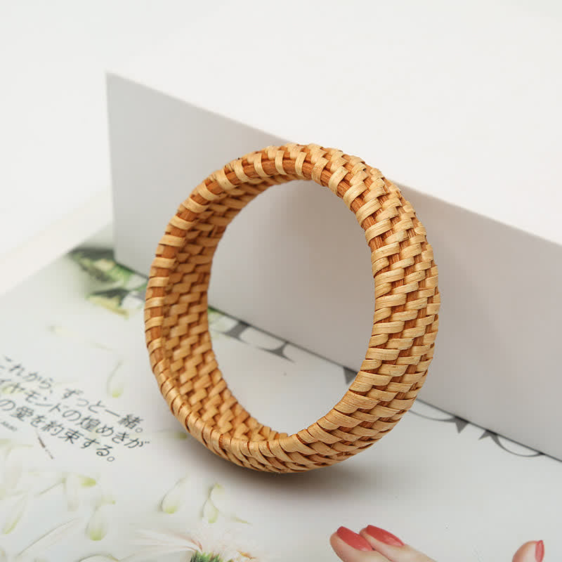 Buddha Stones Natuurlijke rotan bescherming, handgeweven, brede boho Bangle-armband. - image 6