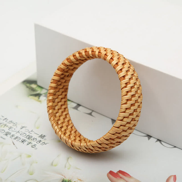 Buddha Stones Natuurlijke rotan bescherming, handgeweven, brede boho Bangle-armband. - image 6