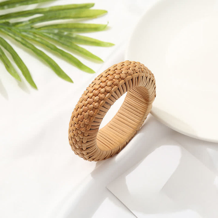 Buddha Stones Handgeweven rotan aardende bohemian strand brede Bangle-armband - image 3