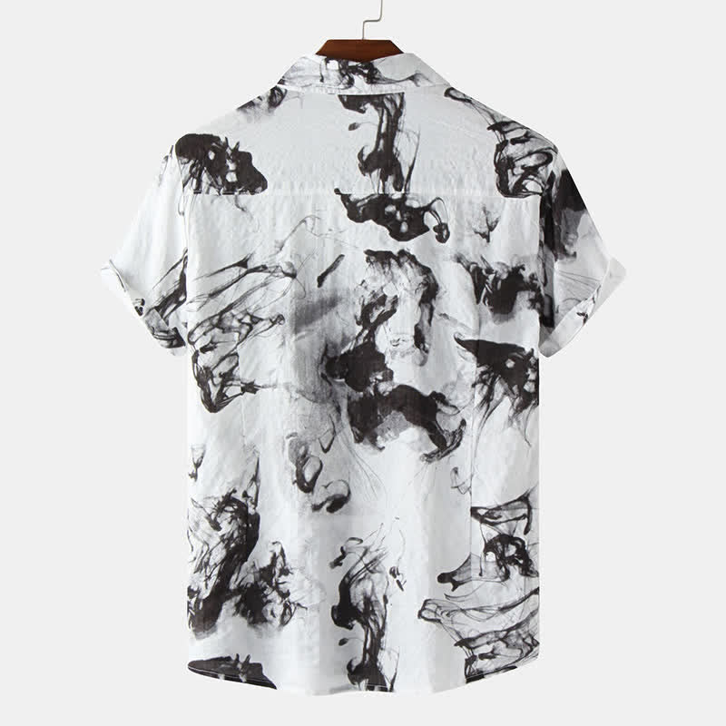 Buddha Stones Zomerse casual Overhemden met Korte mouw en inktprint voor heren - image 1