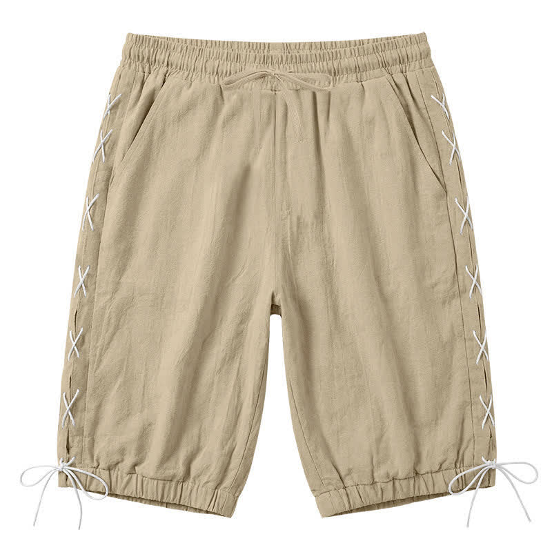 Buddha Stones Zomerse casual bermudashorts met trekkoord en zijsplit, effen kleur, rechte pijpen, herenbroek met Zakken - Bruinen - US/UK/AU44, EU54 (3XL) - image 0