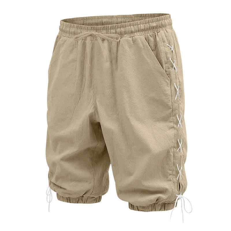 Buddha Stones Zomerse casual bermudashorts met trekkoord en zijsplit, effen kleur, rechte pijpen, herenbroek met Zakken - image 1