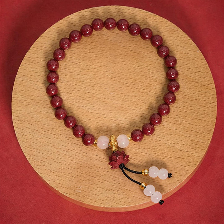 Buddha Stones Cinnaber Lotus Armband - 6mm cinnaber (Polsomtrek: 14-15 cm) - image 0