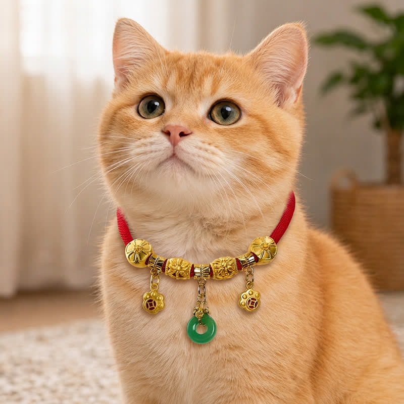 Buddha Stones Rode koord Fu karakter vredesgesp verstelbare stevige halsband voor katten en honden - Vredesgesp - Maximale Lengte: 55 cm - image 0
