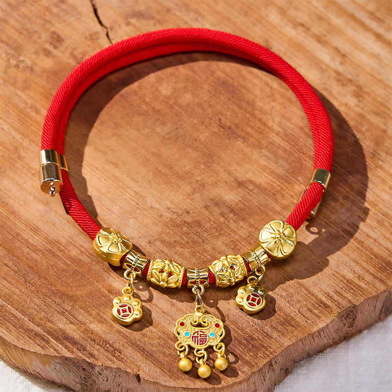 Buddha Stones Rode koord Fu karakter vredesgesp verstelbare stevige halsband voor katten en honden - image 13
