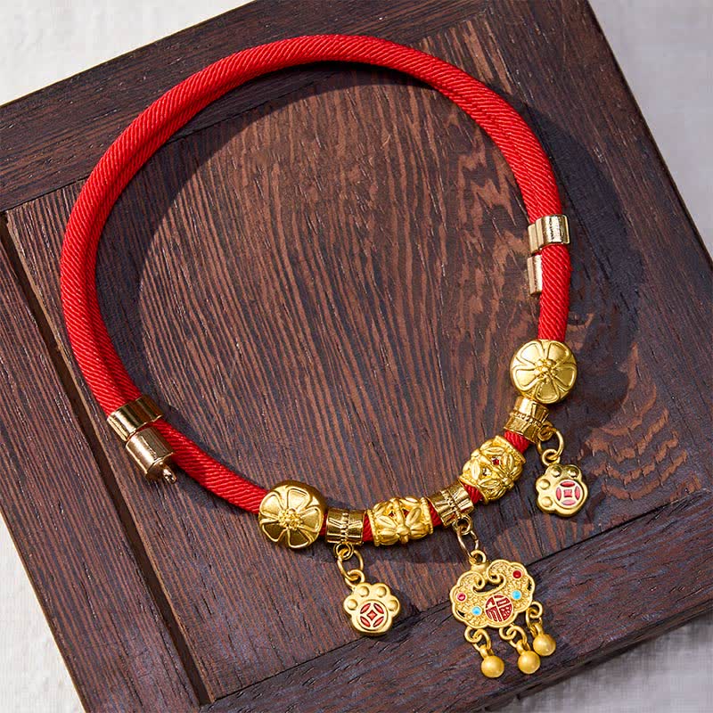 Buddha Stones Rode koord Fu karakter vredesgesp verstelbare stevige halsband voor katten en honden - image 12