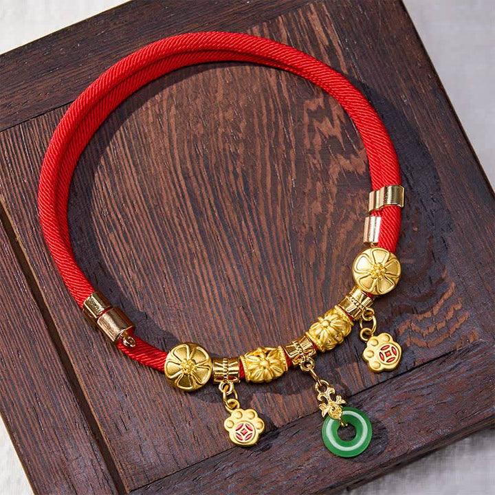 Buddha Stones Rode koord Fu karakter vredesgesp verstelbare stevige halsband voor katten en honden - image 2
