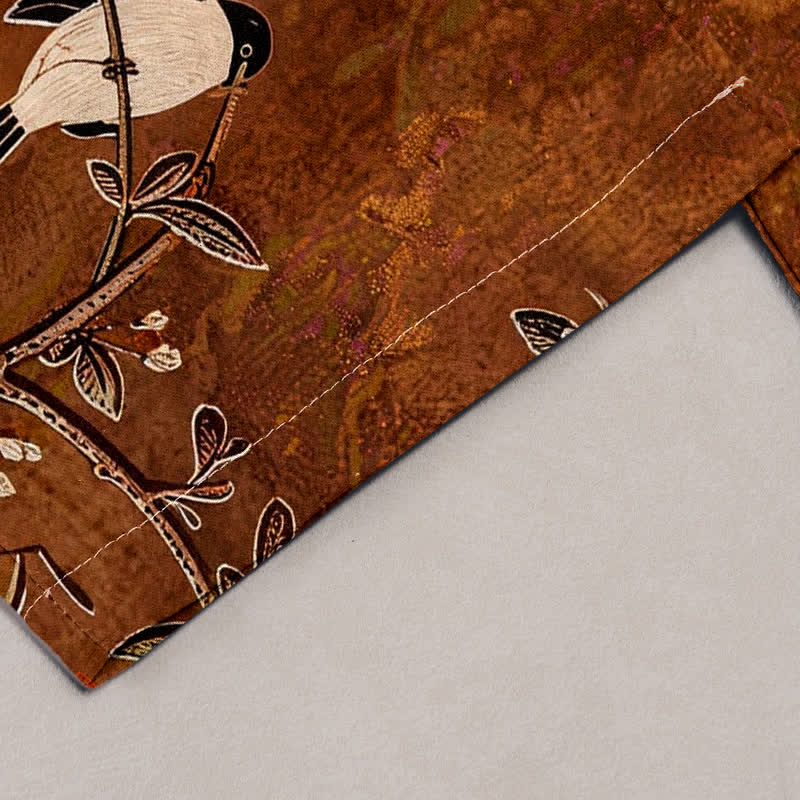 Buddha Stones Damesbroek van 100% Cotton met bohemian bloemen- en vogelprint, elastische Taille en Zakken. - image 1