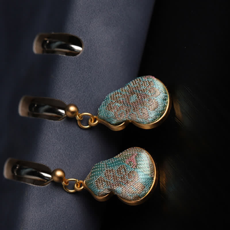 Buddha Stones Song Brocade Gourd Shaped Floral Blessing Handcrafted Drop Oorbellen - image 4