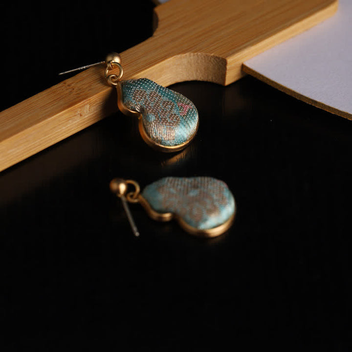 Buddha Stones Song Brocade Gourd Shaped Floral Blessing Handcrafted Drop Oorbellen - image 6