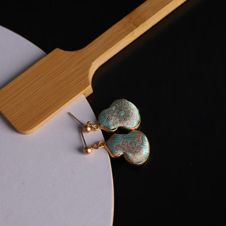 Buddha Stones Song Brocade Gourd Shaped Floral Blessing Handcrafted Drop Oorbellen - image 2
