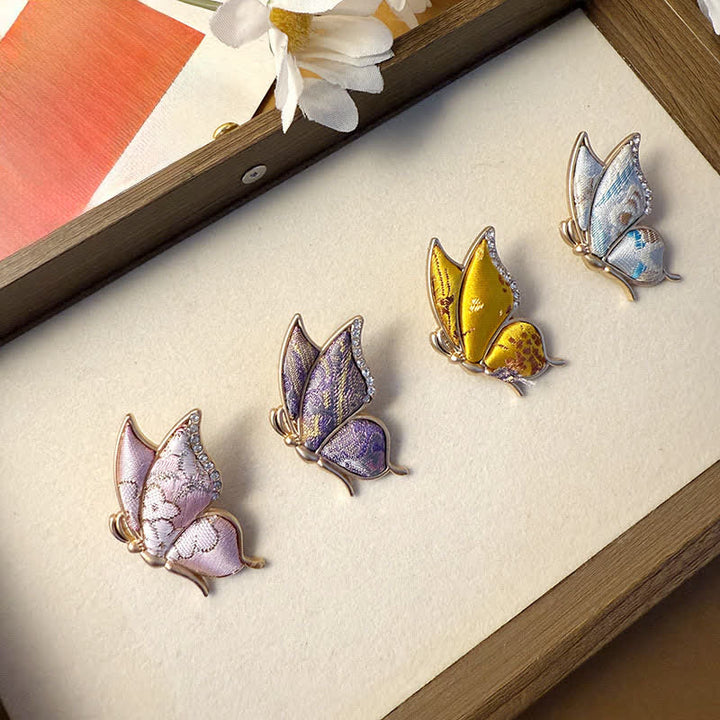 Buddha Stones Handgemaakte vlinderbroche met strass-steentjes en kleurovergang van legering . - image 0