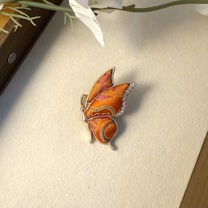 Buddha Stones Handgemaakte vlinderbroche met strass-steentjes en kleurovergang van legering . - Vlinder (Transformatie ♥ Liefde) - Oranje - Song-brocade (Welvaart♥Harmonie) - image 10
