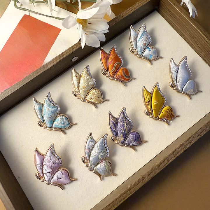 Buddha Stones Handgemaakte vlinderbroche met strass-steentjes en kleurovergang van legering . - image 12