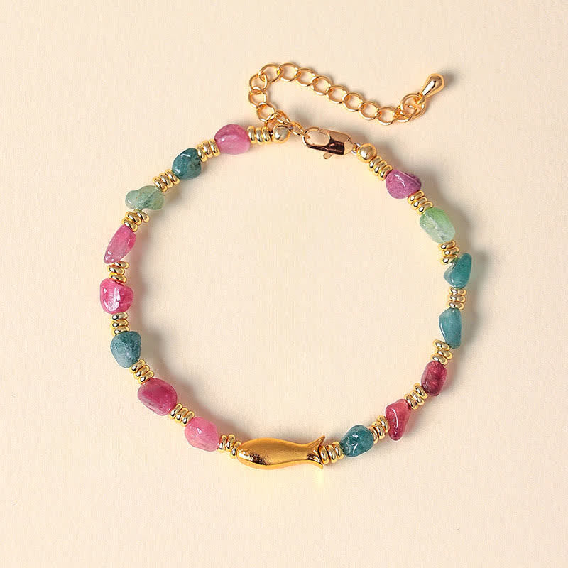 Buddha Stones Regenboog Toermalijn Koi Vis Positieve Ruw Geslepen Armband - Koivissen (Succes ♥ Vastberadenheid) - Toermalijn (Positief♥Liefde) - image 0