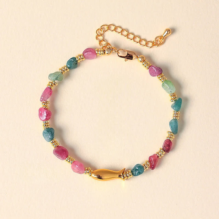 Buddha Stones Regenboog Toermalijn Koi Vis Positieve Ruw Geslepen Armband - Koivissen (Succes ♥ Vastberadenheid) - Toermalijn (Positief♥Liefde) - image 0
