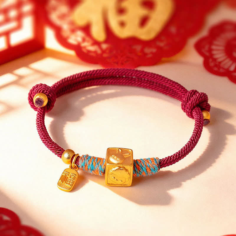 Buddha Stones Handgemaakte Drie Harmonie Chinese dierenriem beschermende rode Armband - image 12