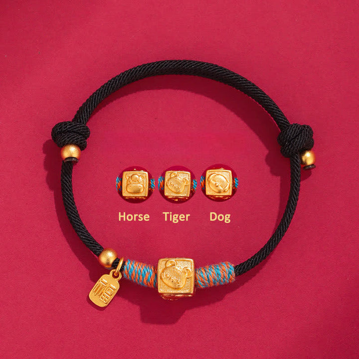 Buddha Stones Handgemaakte Drie Harmonie Chinese dierenriem beschermende rode Armband - Paard Tijger Hond Triad Zwarte String Armband - Rode draad (Bescherming♥Geluk) - image 9