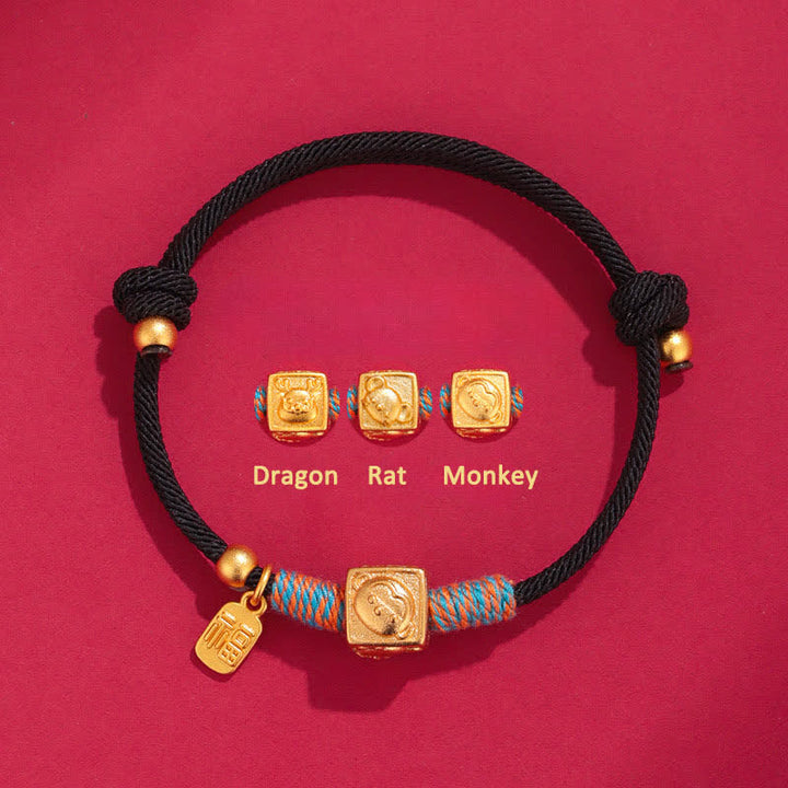 Buddha Stones Handgemaakte Drie Harmonie Chinese dierenriem beschermende rode Armband - Draak Rat Aap Triade Zwarte String Armband - Rode draad (Bescherming♥Geluk) - image 11