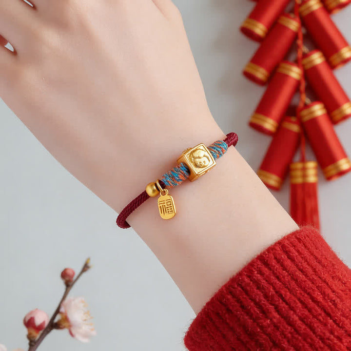 Buddha Stones Handgemaakte Drie Harmonie Chinese dierenriem beschermende rode Armband - image 14