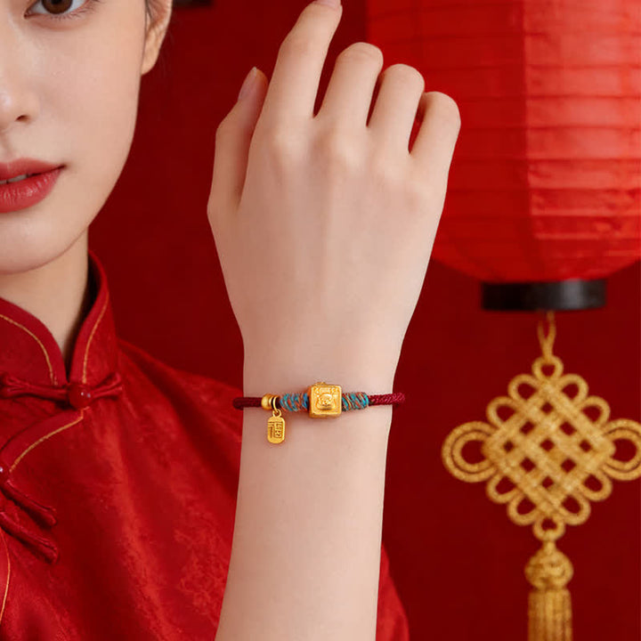 Buddha Stones Handgemaakte Drie Harmonie Chinese dierenriem beschermende rode Armband - image 15