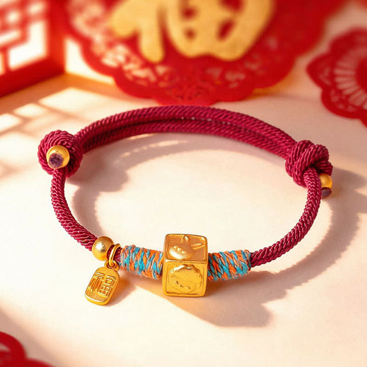 Buddha Stones Handgemaakte armband met rode koord en Chinese dierenriembedel Fu . - image 14