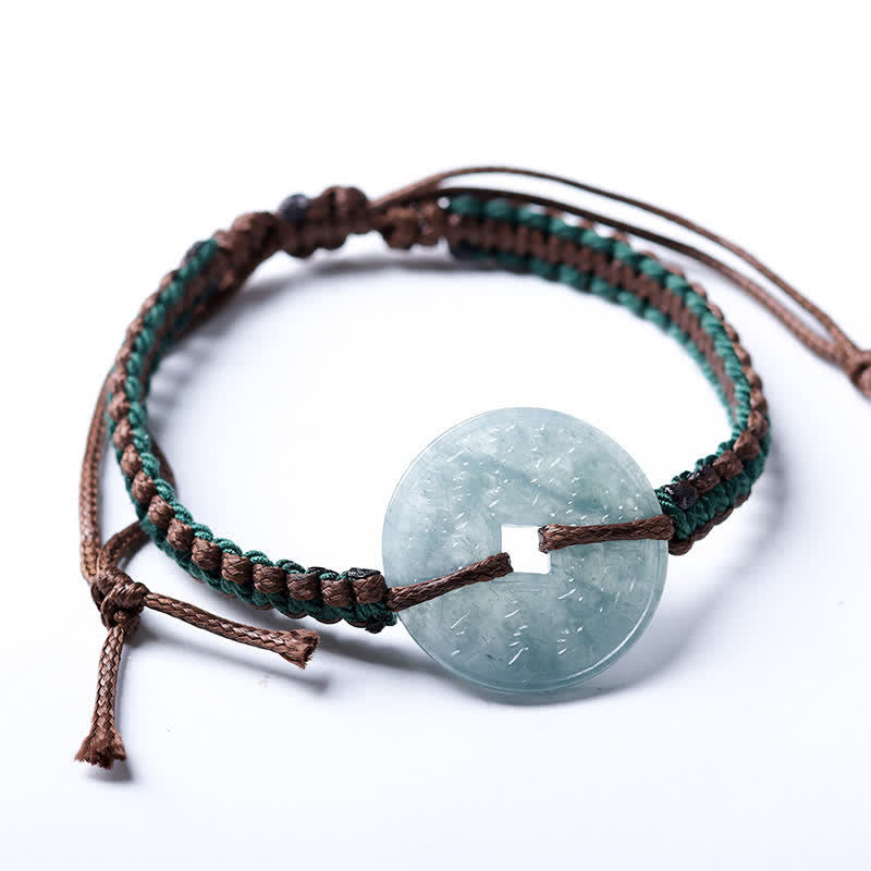 Buddha Stones Handgeweven verstelbare Armband met vredesgesp van jade - image 9
