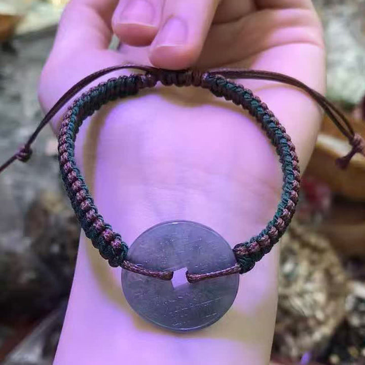 Buddha Stones Handgeweven verstelbare Armband met vredesgesp van jade - image 10
