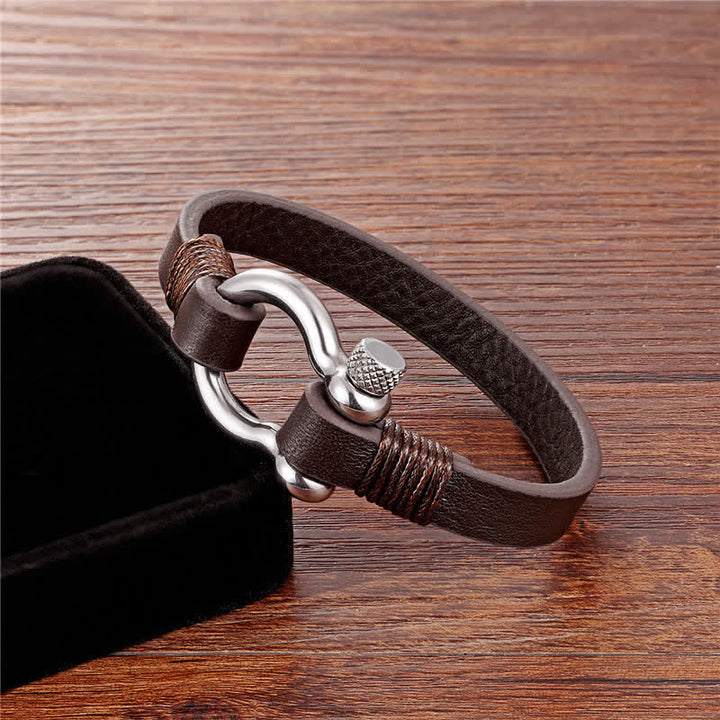 Buddha Stones Leren Armband met titanium stalen sluiting voor extra stevigheid - image 8