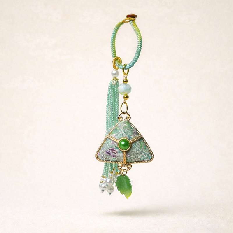 Buddha Stones Song Brocade Zongzi Leaf Balance sleutelhanger - image 0