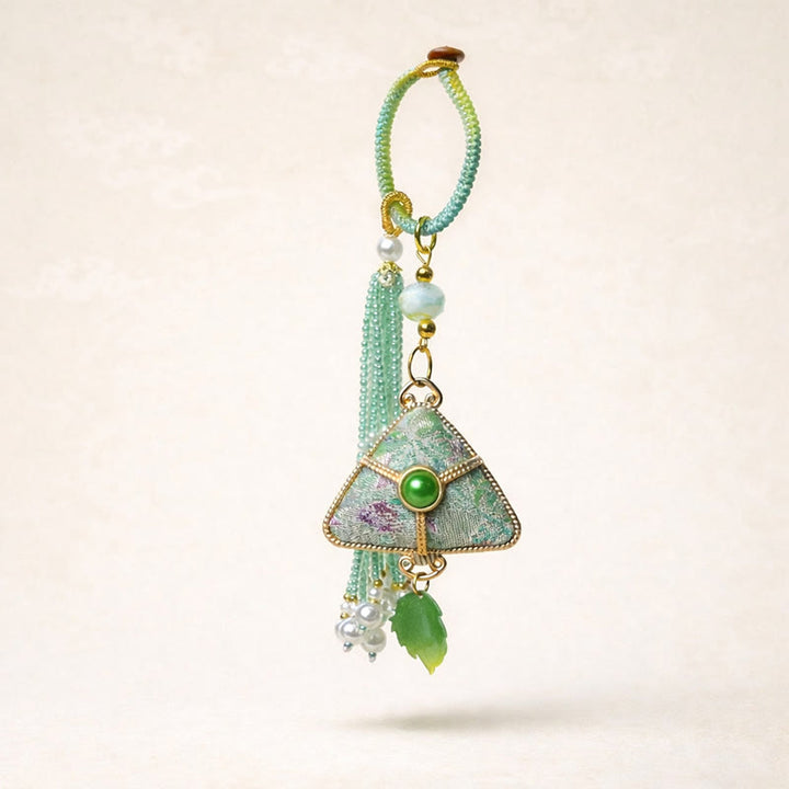 Buddha Stones Song Brocade Zongzi Leaf Balance sleutelhanger - image 0