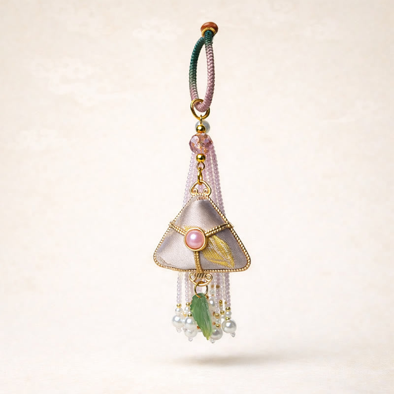 Buddha Stones Song Brocade Zongzi Leaf Balance sleutelhanger - image 5
