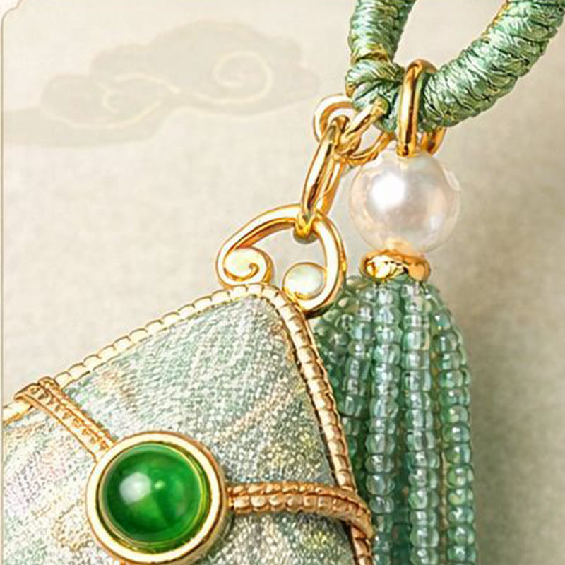 Buddha Stones Song Brocade Zongzi Leaf Balance sleutelhanger - image 2