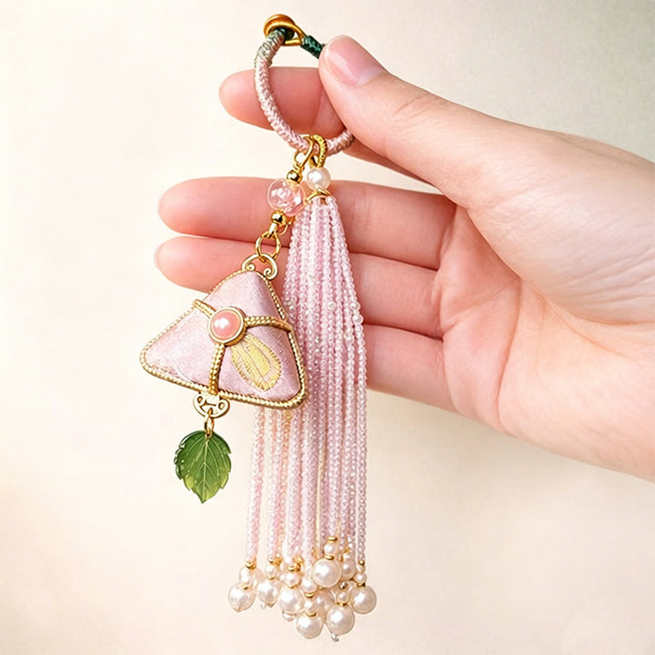 Buddha Stones Song Brocade Zongzi Leaf Balance sleutelhanger - image 6
