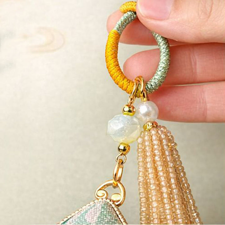 Buddha Stones Song Brocade Zongzi Leaf Balance sleutelhanger - image 9