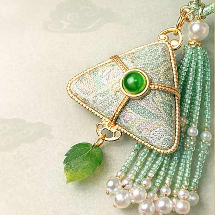 Buddha Stones Song Brocade Zongzi Leaf Balance sleutelhanger - image 1