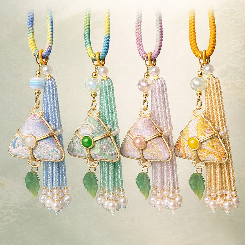 Buddha Stones Song Brocade Zongzi Leaf Balance sleutelhanger - image 10