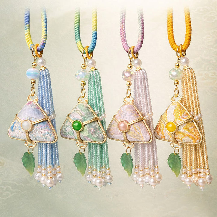 Buddha Stones Song Brocade Zongzi Leaf Balance sleutelhanger - image 10